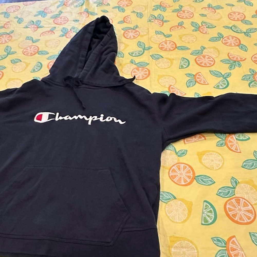 Champion Navy Blue Boys Hooded Jersey W/Kanga Pocket Size: L (Boy)